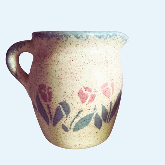 Vintage Beige Tulip Gravy Pitcher | Speckled Ceramic Creamer | Cottagecore - Picture 8 of 8